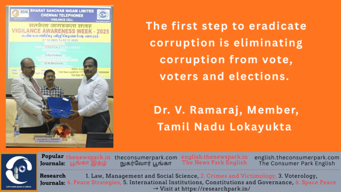 Theme: Voterology, Voterologism, Dr V Ramaraj (Tamil Nadu Lokayuta) Speech, Image by “The News Park”