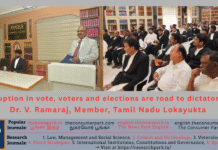 Corruption in vote, voters and elections are road to dictatorship – Tamil Nadu Lokayukta Member Dr. V. Ramaraj Theme: Voterology, Dr V Ramaraj (Tamil Nadu Lokayuta) Speech, Image by “The News Park”
