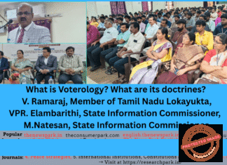 What is Voterology? and doctrines of Voterology – V. Ramaraj, Member of Tamil Nadu Lokayukta, VPR. Elambarithi, M.Natesan, State Information Commissioners. Theme: Voterology and its doctrines -Dr V Ramaraj (Tamil Nadu Lokayuta), VPR Elamparith, State Information Commissioner, M.Natesen, State Information Commissioner- Speech, Image by “The News Park”